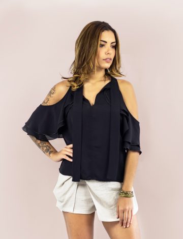 Blusa Ombro Aberto com Babados