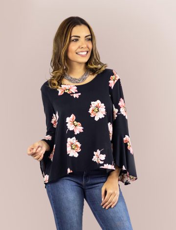 Blusa Manga Evasé Estampada